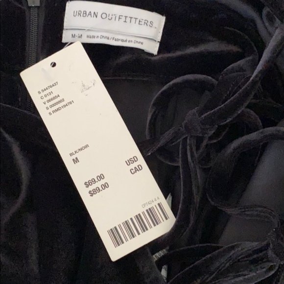 UO Black Velvet Strappy Back Romper - Picture 5 of 5